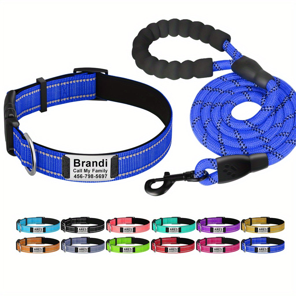 Shiny Guard Personalized Dog Collar & Leash Set