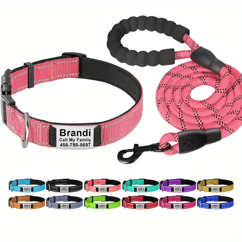 Shiny Guard Personalized Dog Collar & Leash Set