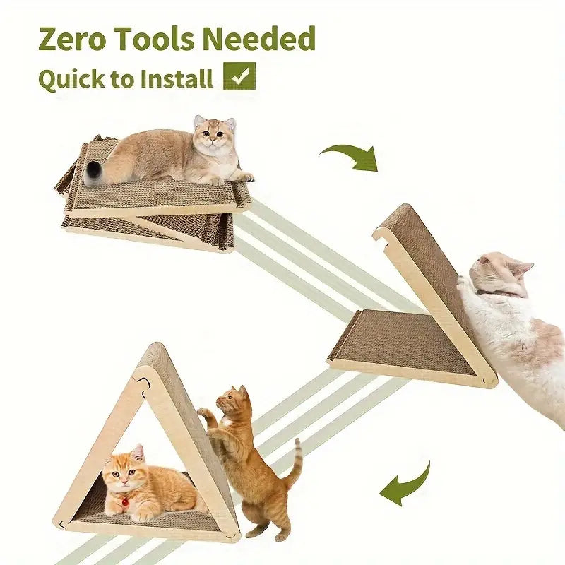 Foldable Triangular Cat Scratcher: 6 Sided