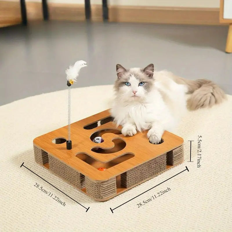 Engaging Cat Scratcher With Bell, Ball & Magic Mouse