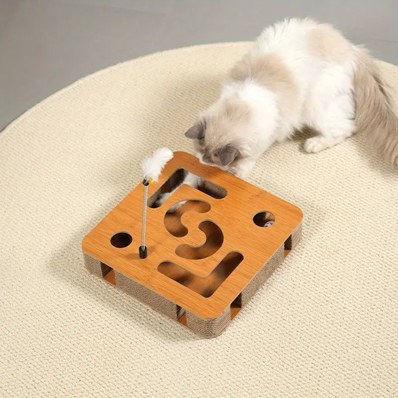Engaging Cat Scratcher With Bell, Ball & Magic Mouse