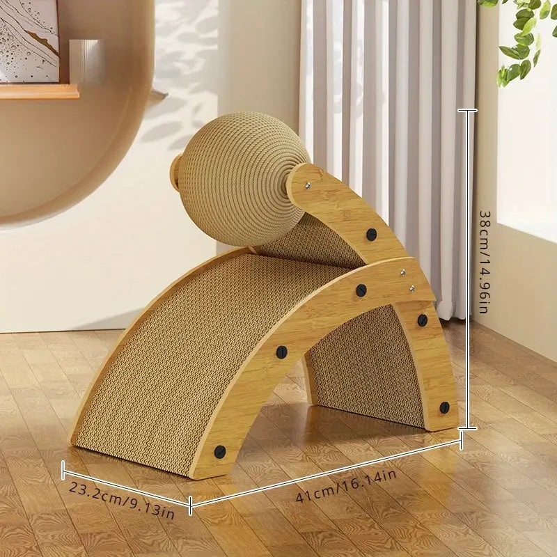 R-Shaped Wooden Cat Scratcher Lounge