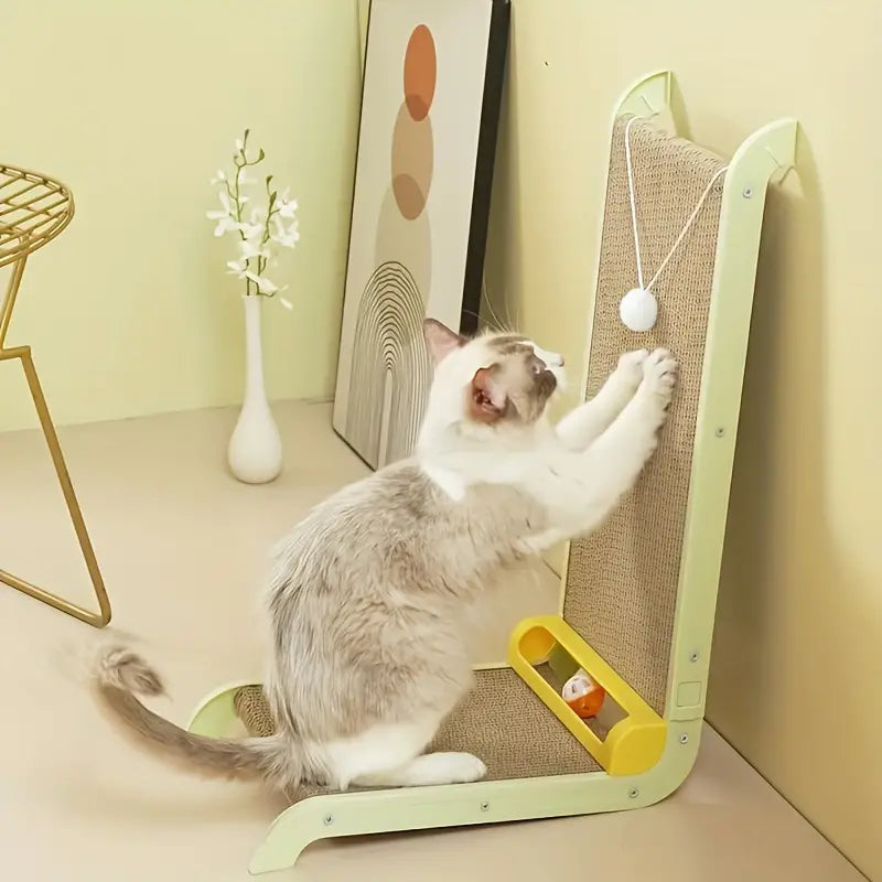 L-shaped Cat Scratching Board with Ball Toys
