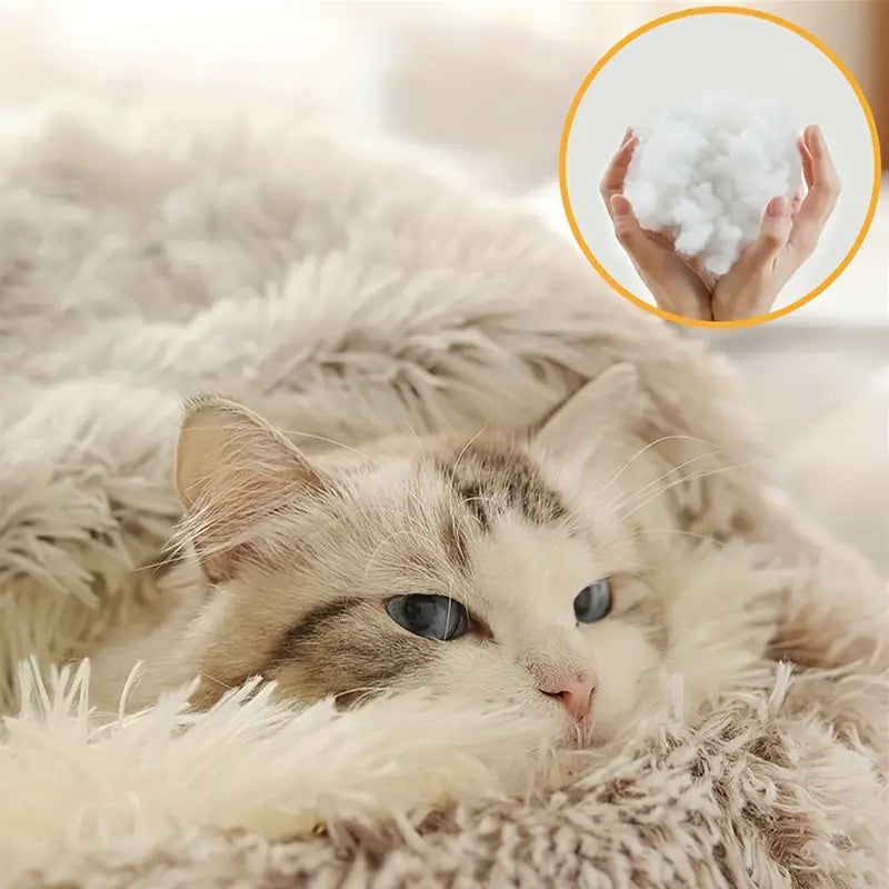 Plush Round Hooded Pet Bed