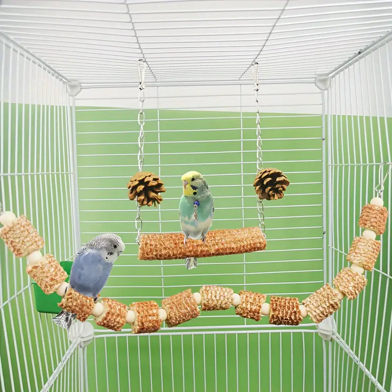 2pcs Natural Parrot Bird Cage Accessories Kit