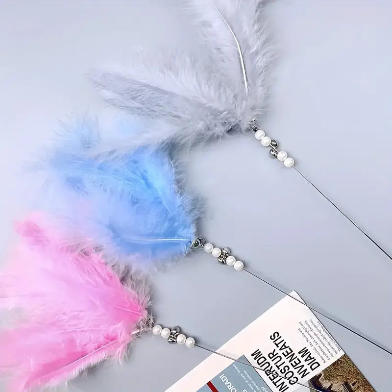 5pcs Feather Decor Cat Teaser Fairy Stick