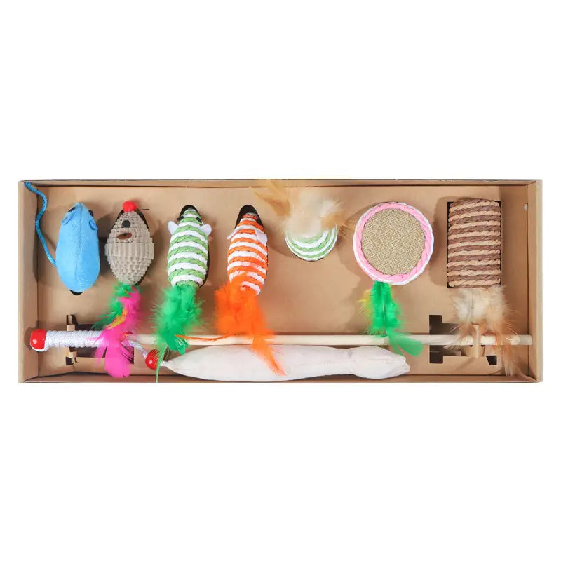 7pcs Whimsical Cat Teaser Rod Set