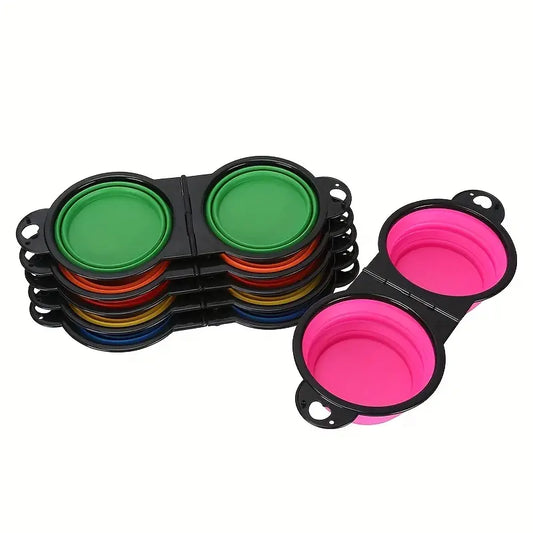 Collapsible Silicone Dog Travel Bowls, 2 In 1