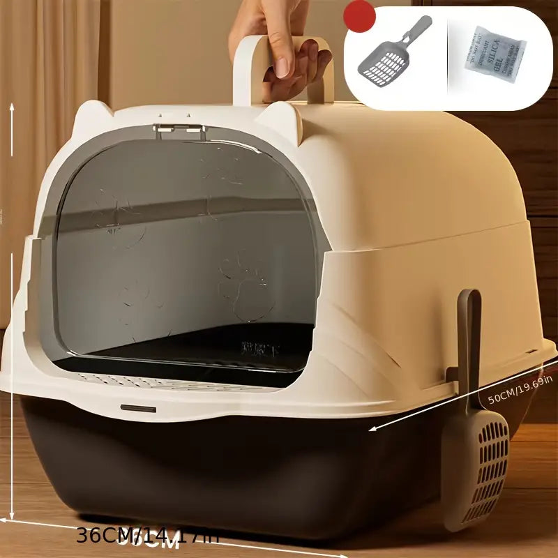 Large Enclosed Cat Litter Box with Scoop and Liner