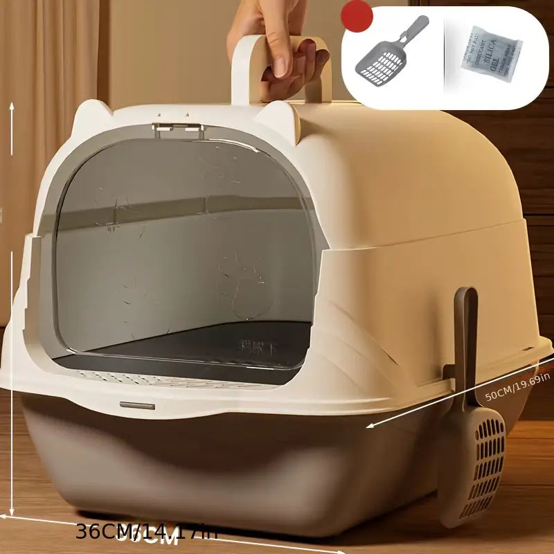 Large Enclosed Cat Litter Box with Scoop and Liner