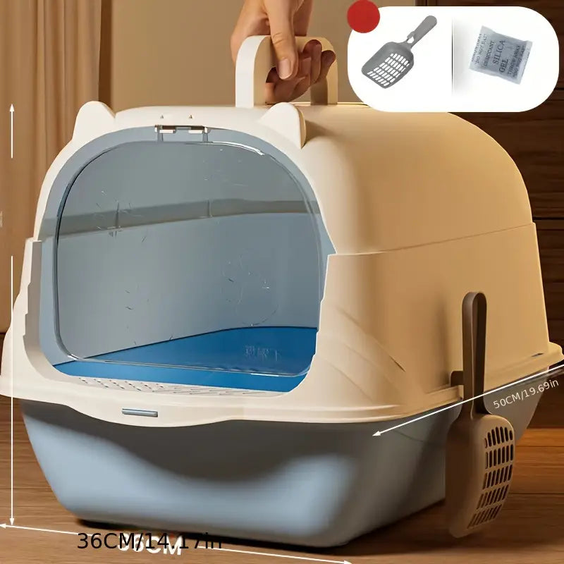 Large Enclosed Cat Litter Box with Scoop and Liner