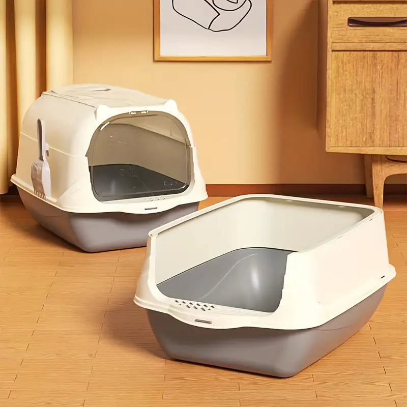 Large Enclosed Cat Litter Box with Scoop and Liner