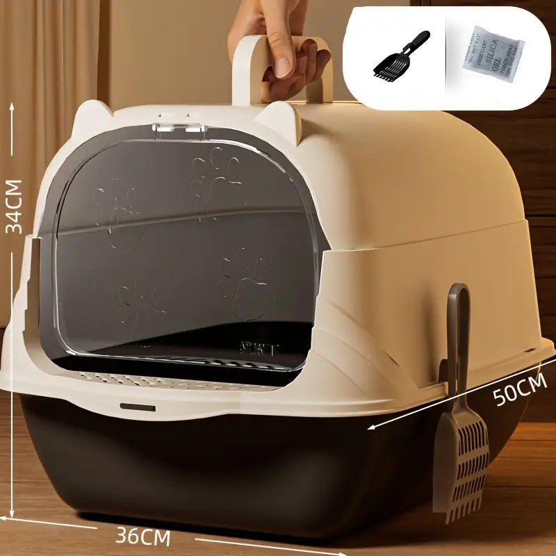 Large Enclosed Cat Litter Box with Scoop and Liner