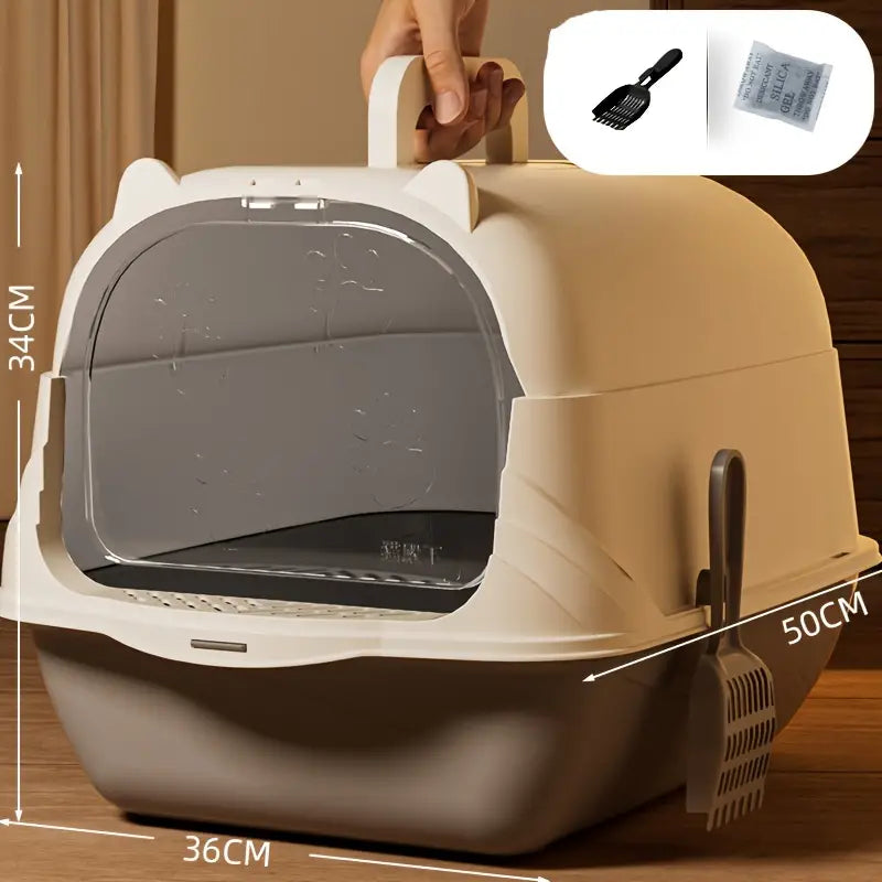 Large Enclosed Cat Litter Box with Scoop and Liner