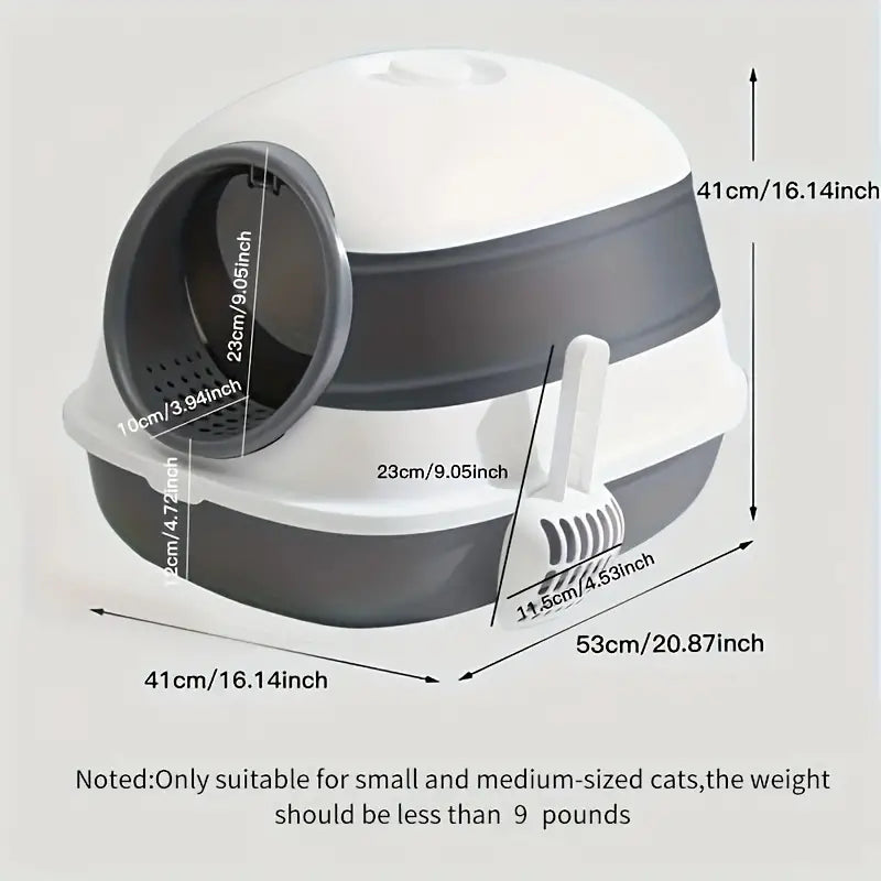 Round Silicone + PP Fully Enclosed Cat Litter Box