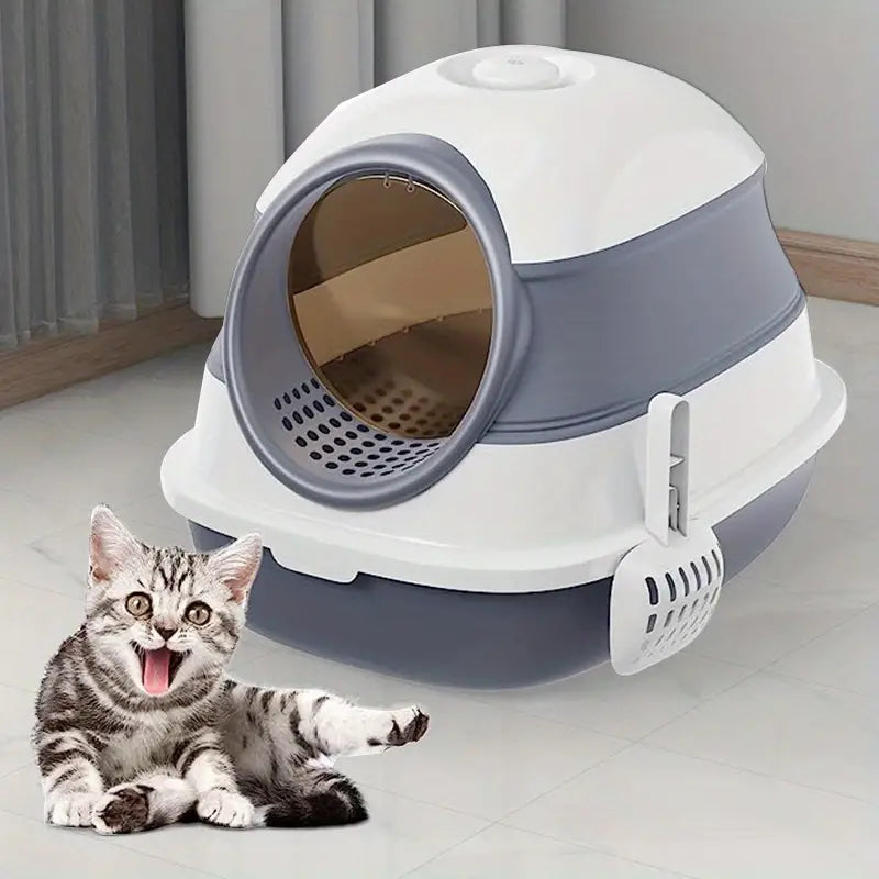 Round Silicone + PP Fully Enclosed Cat Litter Box