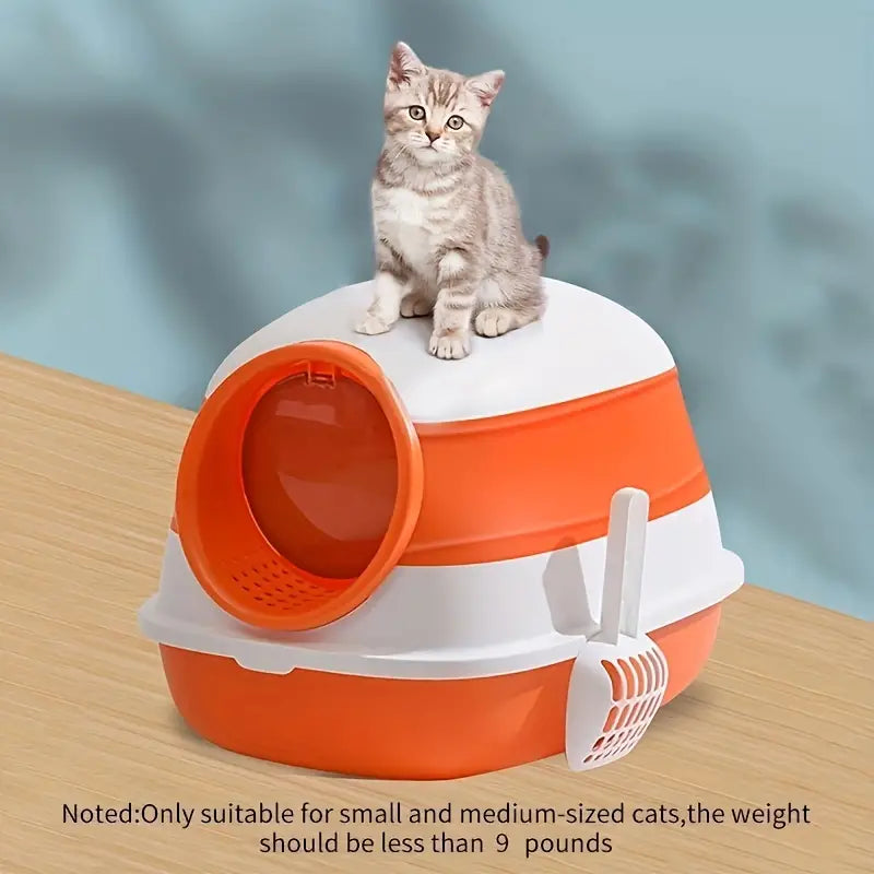 Round Silicone + PP Fully Enclosed Cat Litter Box