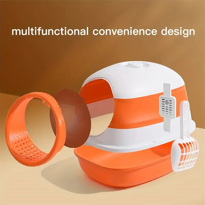 Round Silicone + PP Fully Enclosed Cat Litter Box