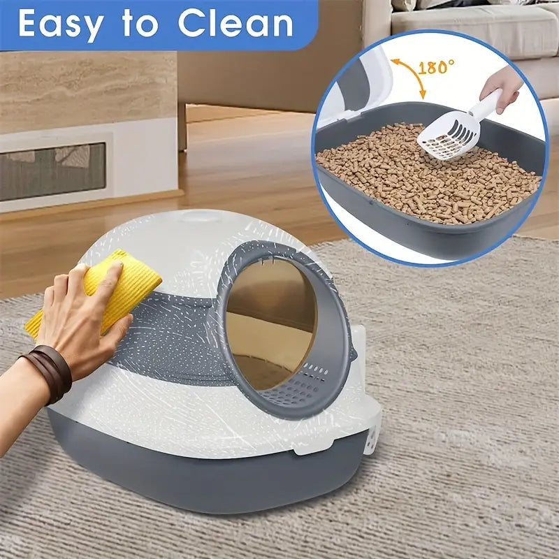 Round Silicone + PP Fully Enclosed Cat Litter Box