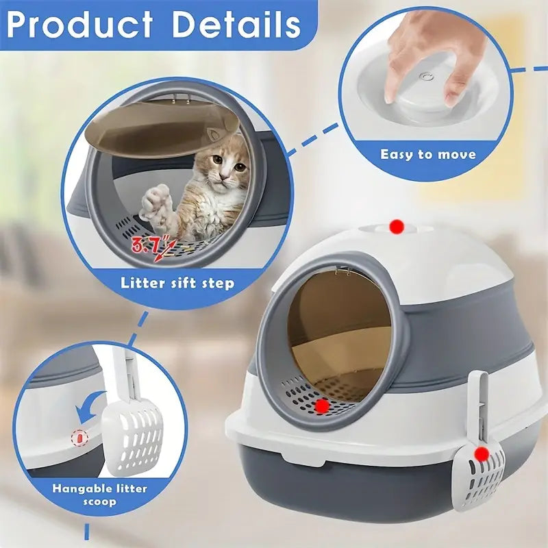 Round Silicone + PP Fully Enclosed Cat Litter Box