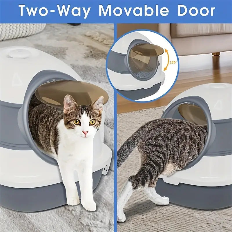 Round Silicone + PP Fully Enclosed Cat Litter Box