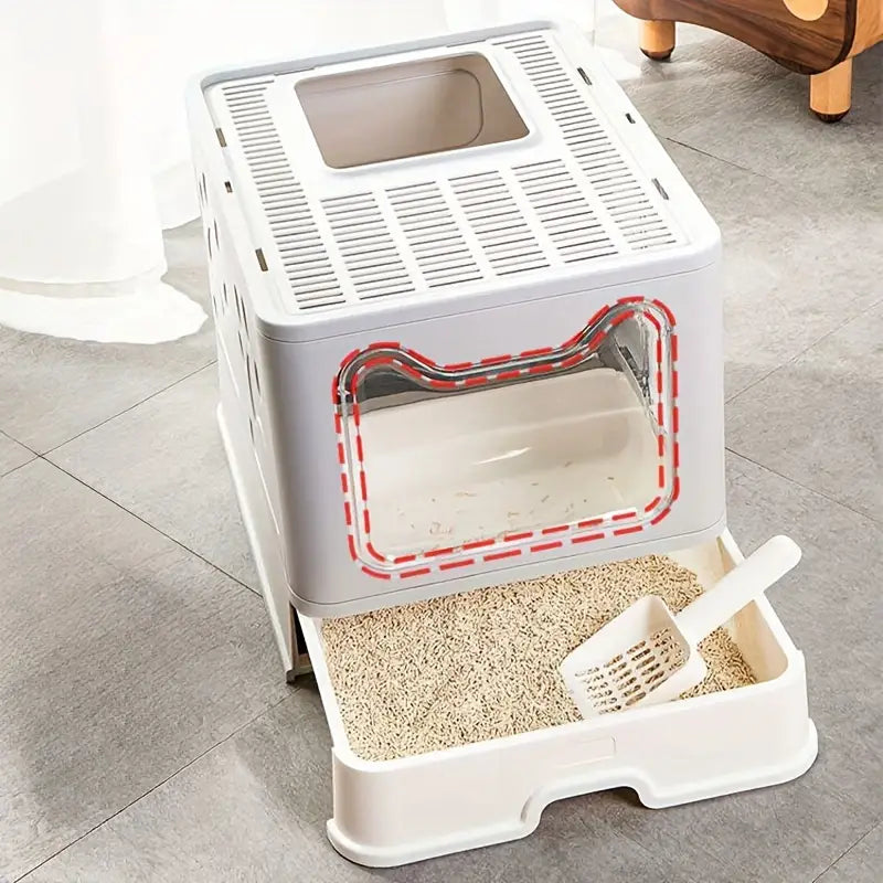 Foldable Cat Litter Box with Top Entry