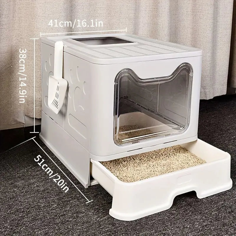 Foldable Cat Litter Box with Top Entry