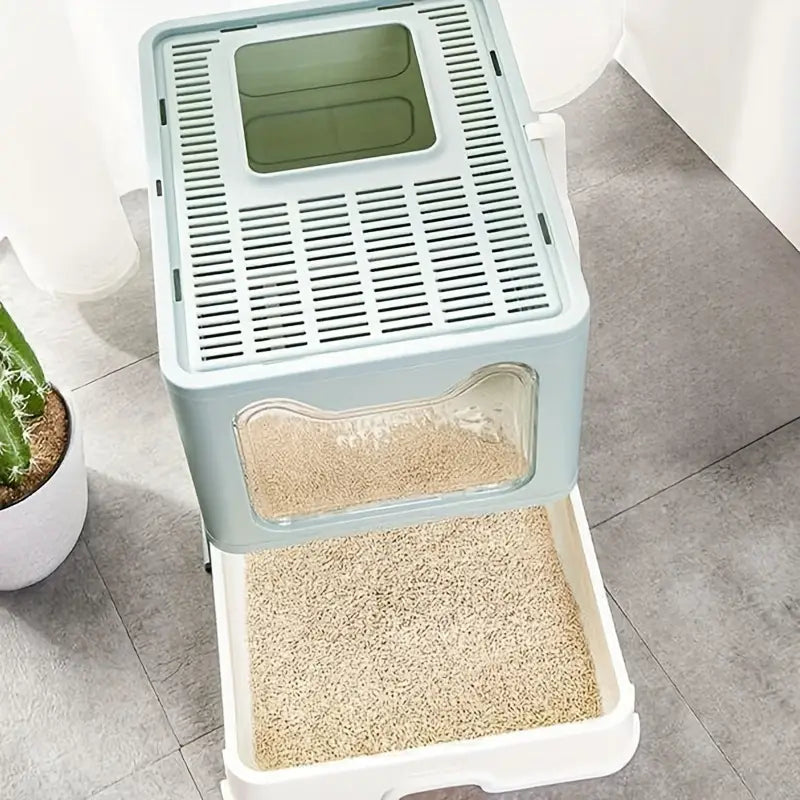 Foldable Cat Litter Box with Top Entry