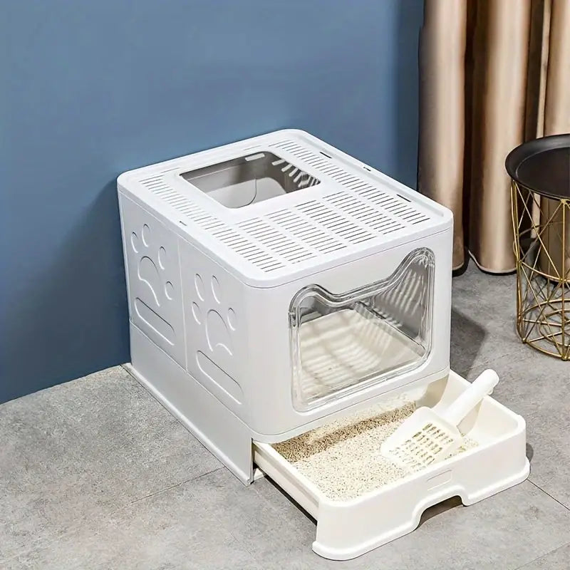 Foldable Cat Litter Box with Top Entry