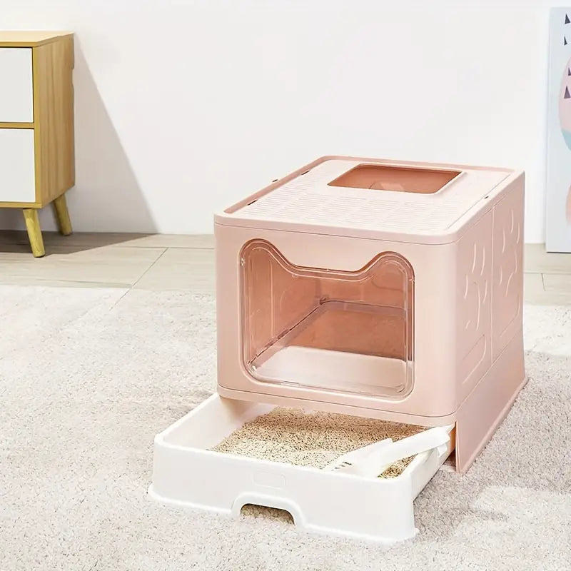 Foldable Cat Litter Box with Top Entry