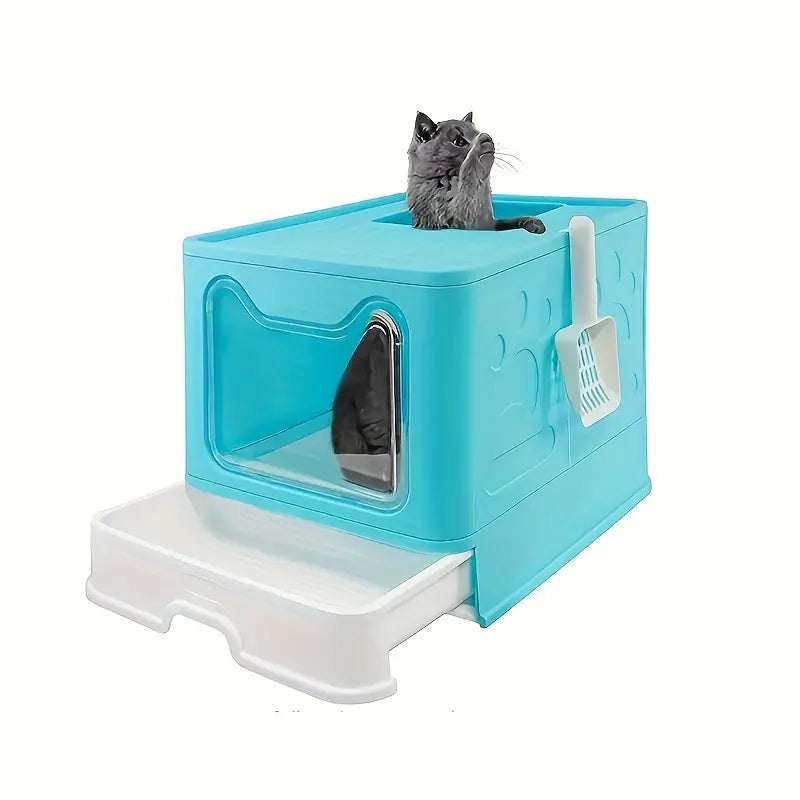 Foldable Cat Litter Box with Top Entry