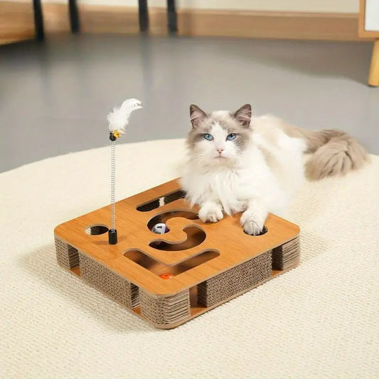 Engaging Cat Scratcher With Bell, Ball & Magic Mouse